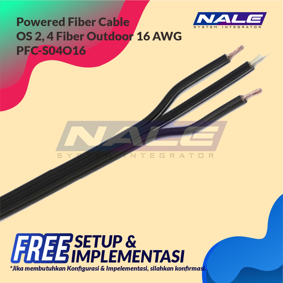SLOTNE - Commscope Powered Fiber Outdoor Cable OS2, 4 Fiber 16 AWG PFC-S04O16 - 01 Powered Fiber Cable, OS2, 4 Fibers, Outdoor, 16AWG Conductor (PFC-S04O16) - Gambar 1