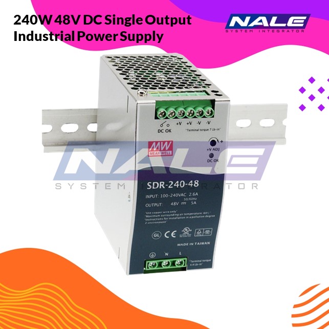 SDR-240-48 240W 48V DC Single Output Industrial Power Supply (SDR-240-48) - Gambar 1