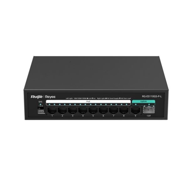Ruijie Reyee RG-ES110FG-P 8-Port 10/100 Mbps with 2-Port Gigabit Unmanaged PoE Switch